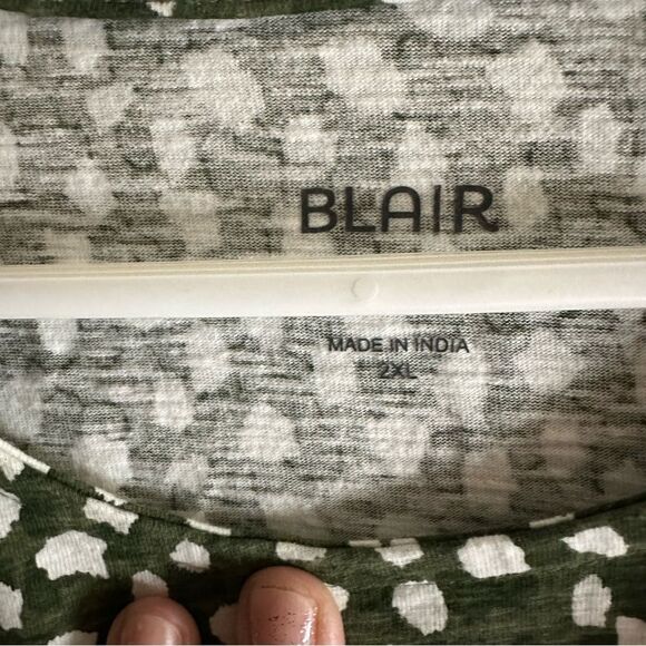Blair Green and White Polka Dotted Splash Knit‎ Top Size 2XL - Picture 6 of 6